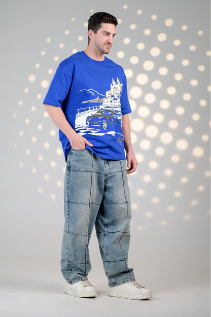 BluOry_premium_luxury_oversized_t-shirt__India_mumbai_delhi_chandigarh_banglore_lucknow_-Monaco Drive Tee - BluOry-["blue","Blue T-shirt","make every day dope tshirt","Oversized T-shirt","sneaker T-shirt","T-shirt","tshirt"]