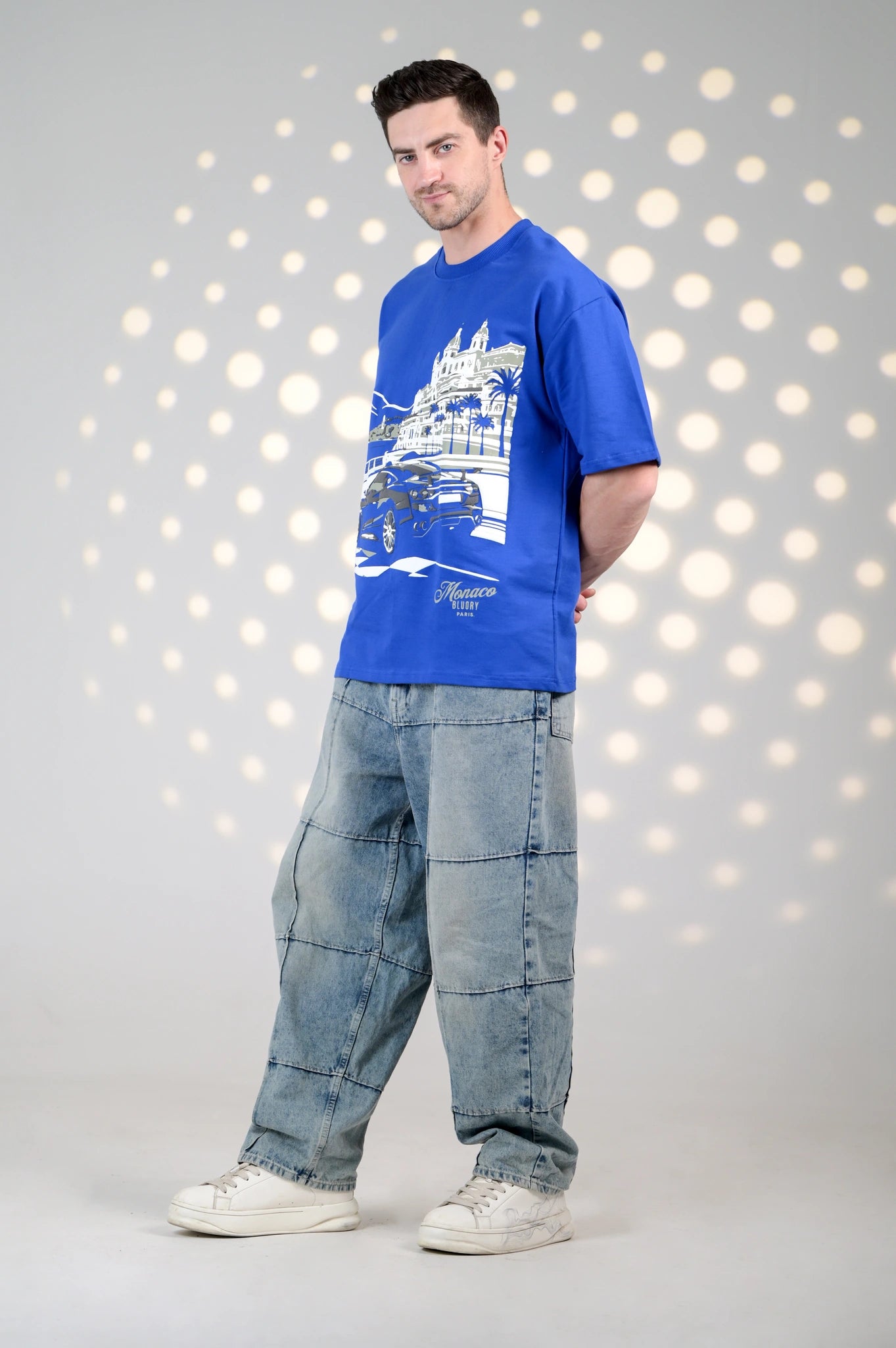 BluOry_premium_luxury_oversized_t-shirt__India_mumbai_delhi_chandigarh_banglore_lucknow_-Monaco Drive Tee - BluOry-["blue","Blue T-shirt","make every day dope tshirt","Oversized T-shirt","sneaker T-shirt","T-shirt","tshirt"]