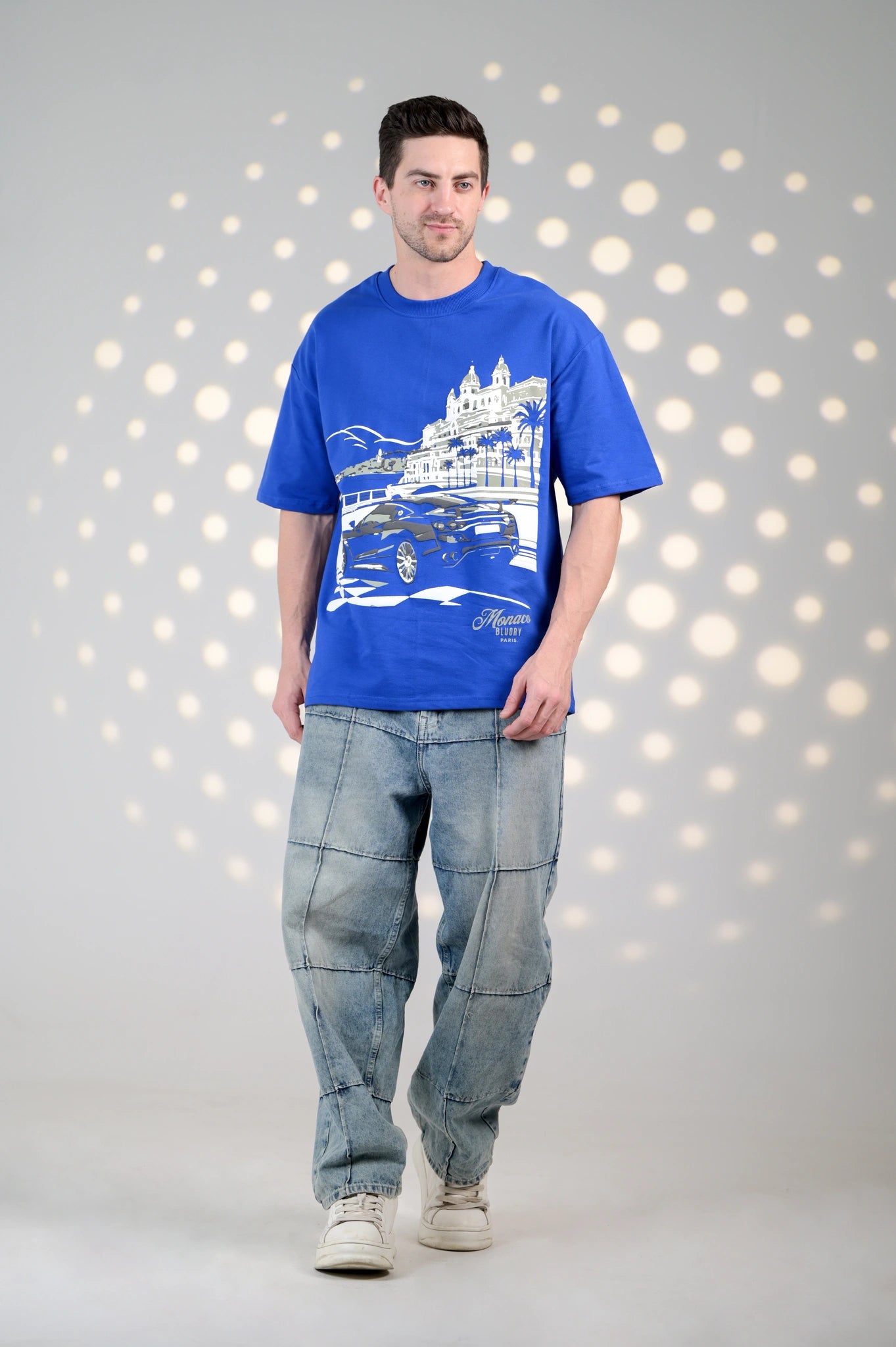 BluOry_premium_luxury_oversized_t-shirt__India_mumbai_delhi_chandigarh_banglore_lucknow_-Monaco Drive Tee - BluOry-["blue","Blue T-shirt","make every day dope tshirt","Oversized T-shirt","sneaker T-shirt","T-shirt","tshirt"]