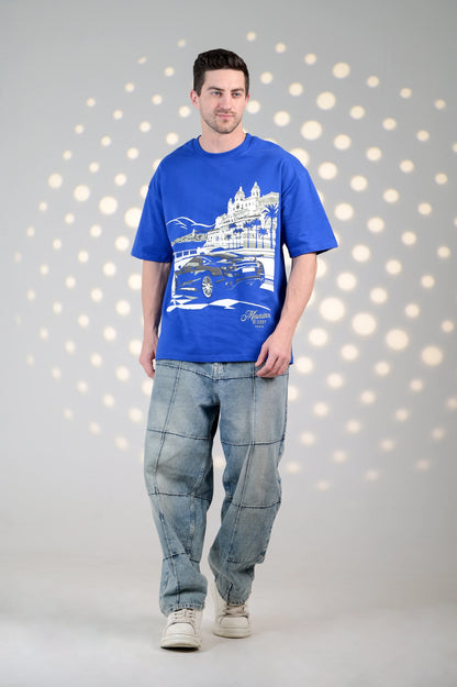 BluOry_premium_luxury_oversized_t-shirt__India_mumbai_delhi_chandigarh_banglore_lucknow_-Monaco Drive Tee - BluOry-["blue","Blue T-shirt","make every day dope tshirt","Oversized T-shirt","sneaker T-shirt","T-shirt","tshirt"]