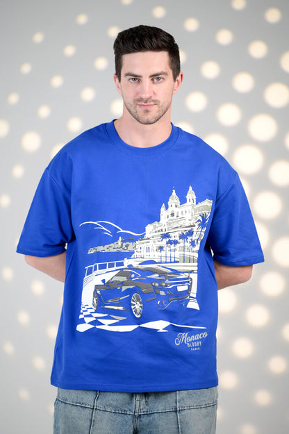 BluOry_premium_luxury_oversized_t-shirt__India_mumbai_delhi_chandigarh_banglore_lucknow_-Monaco Drive Tee - BluOry-["blue","Blue T-shirt","make every day dope tshirt","Oversized T-shirt","sneaker T-shirt","T-shirt","tshirt"]