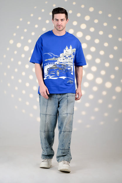BluOry_premium_luxury_oversized_t-shirt__India_mumbai_delhi_chandigarh_banglore_lucknow_-Monaco Drive Tee - BluOry-["blue","Blue T-shirt","make every day dope tshirt","Oversized T-shirt","sneaker T-shirt","T-shirt","tshirt"]